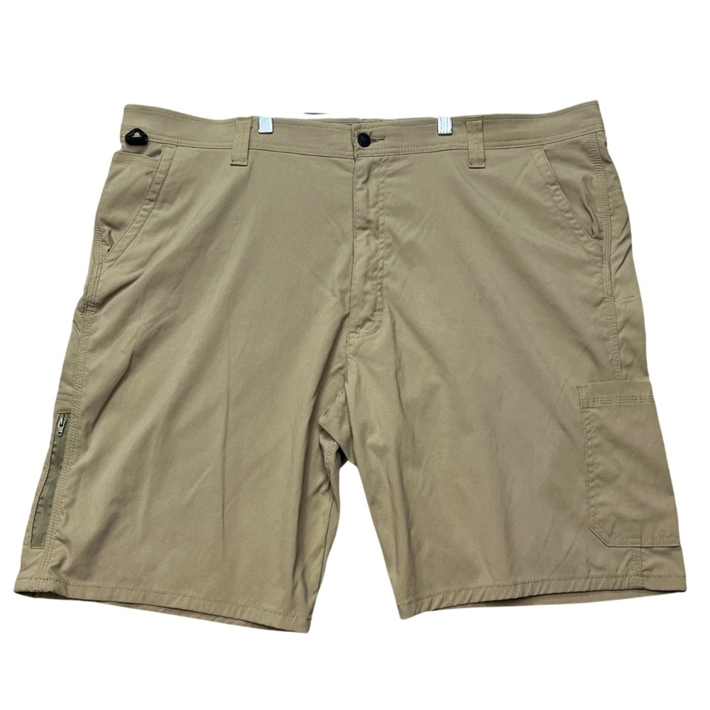 Wrangler Outdoors Cargo Shorts Mens 44 Khaki Tan Flat Front Stretch Waistband